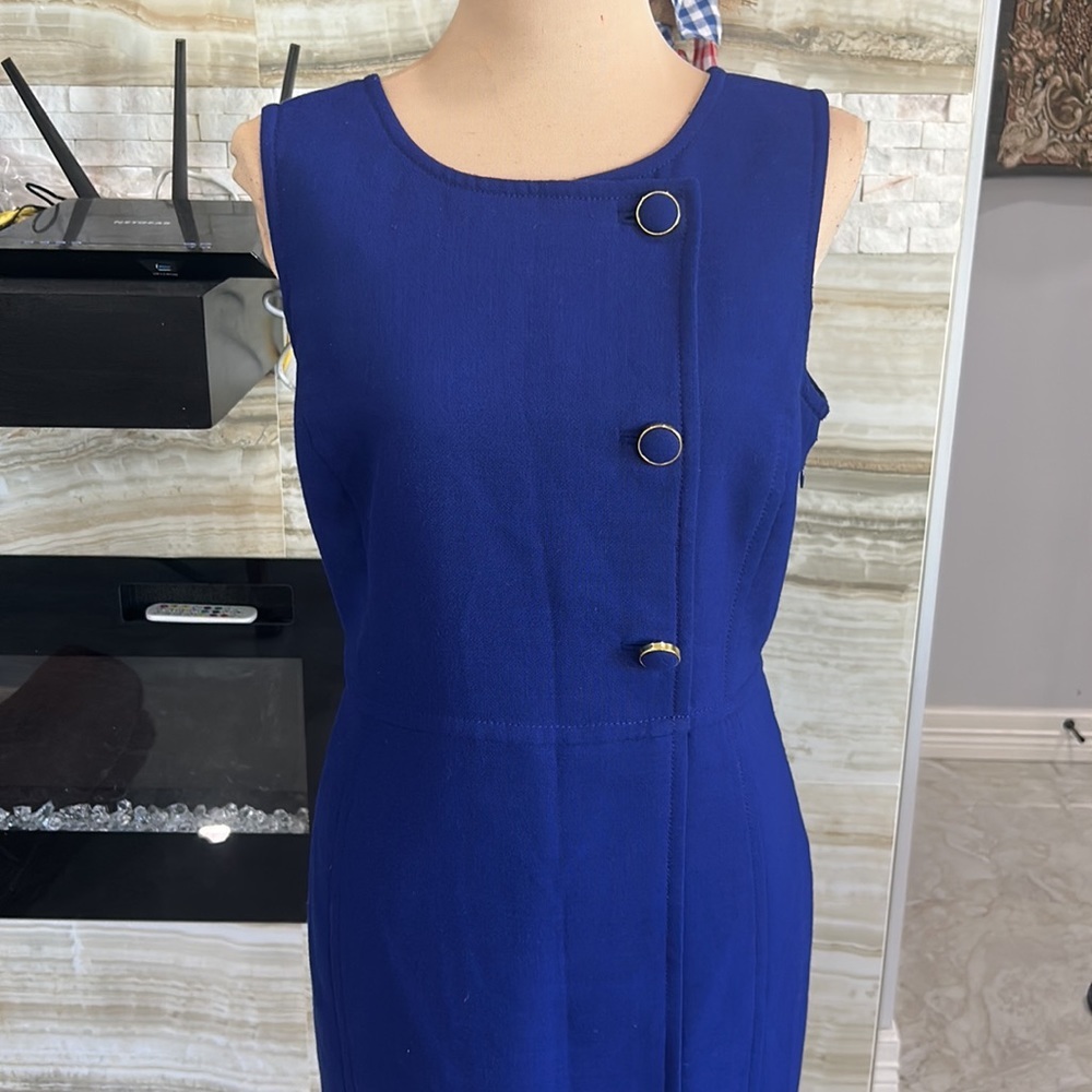 Talbots Deep Blue Large Button Accent Career Dres… - image 3